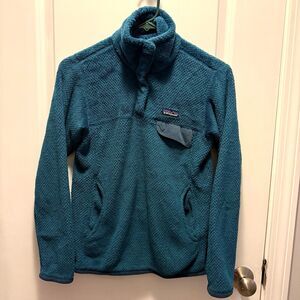 Patagonia Jacket Womens XS Teal Blue Snap T Pullover Textured Fleece Outdoor